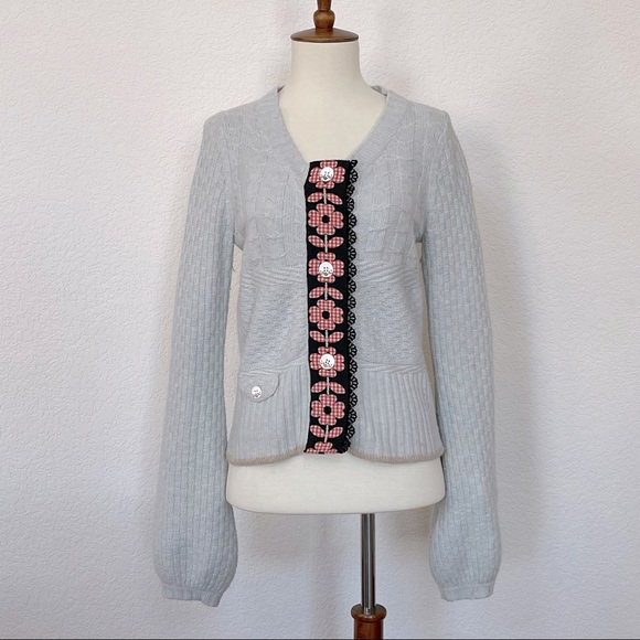 Anthropologie Sweaters - Anthropologie moth light blue moth gingham bloom cardigan sweater